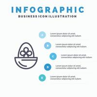 gekochtes gekochtes Ei Osterei-Essen-Linie-Symbol mit 5 Schritten Präsentation Infografiken Hintergrund vektor