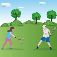 två barn är spelar tennis vektor