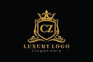 anfängliche cz-Buchstabe königliche Luxus-Logo-Vorlage in Vektorgrafiken für Restaurant, Lizenzgebühren, Boutique, Café, Hotel, heraldisch, Schmuck, Mode und andere Vektorillustrationen. vektor
