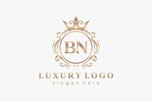 första bn brev kunglig lyx logotyp mall i vektor konst för restaurang, kungligheter, boutique, Kafé, hotell, heraldisk, Smycken, mode och Övrig vektor illustration.