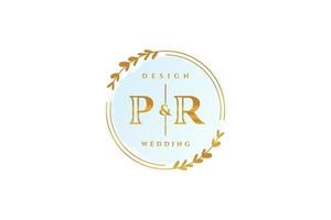 anfängliches pr-schönheitsmonogramm und elegantes logo-design handschriftlogo der ersten unterschrift, hochzeit, mode, blumen und botanik mit kreativer vorlage. vektor