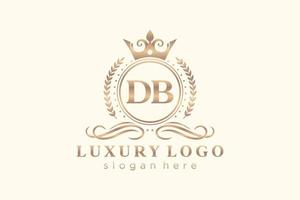 första db brev kunglig lyx logotyp mall i vektor konst för restaurang, kungligheter, boutique, Kafé, hotell, heraldisk, Smycken, mode och Övrig vektor illustration.