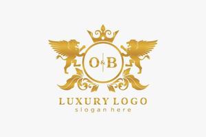 Initial ob Letter Lion Royal Luxury Logo Vorlage in Vektorgrafiken für Restaurant, Lizenzgebühren, Boutique, Café, Hotel, heraldisch, Schmuck, Mode und andere Vektorillustrationen. vektor