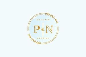 första pn skönhet monogram och elegant logotyp design handstil logotyp av första signatur, bröllop, mode, blommig och botanisk med kreativ mall. vektor