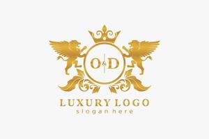 Initiale od Lion Royal Luxury Logo Vorlage in Vektorgrafiken für Restaurant, Lizenzgebühren, Boutique, Café, Hotel, heraldisch, Schmuck, Mode und andere Vektorillustrationen. vektor