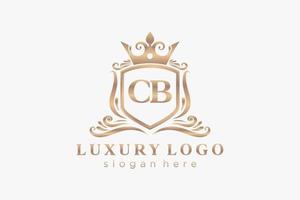 första cb brev kunglig lyx logotyp mall i vektor konst för restaurang, kungligheter, boutique, Kafé, hotell, heraldisk, Smycken, mode och Övrig vektor illustration.