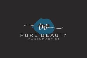 vorgefertigtes Logo-Design mit anfänglichen iw-Aquarelllippen, Logo für Make-up-Künstler-Business-Branding, Blush-Beauty-Boutique-Logo-Design, Kalligrafie-Logo mit kreativer Vorlage. vektor