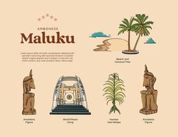 isolierte ambonesische maluku-kultur wunderbare indonesien handgezeichnete illustration vektor