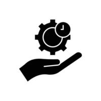 handglyphensymbolillustration mit zahnrad und uhr. geeignet für Reparaturzeit-Symbol. Symbolabbildung im Zusammenhang mit Reparatur, Wartung. einfaches Vektordesign editierbar vektor