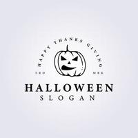 halloween ansikte pumpa linje logotyp vektor illustration mall design