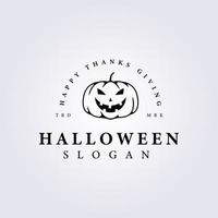 översikt silhuett halloween pumpa logotyp vektor illustration design