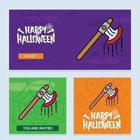 Lycklig halloween inbjudan design med yxa vektor