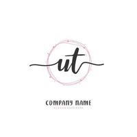 ut Anfangshandschrift und Signatur-Logo-Design mit Kreis. schönes design handgeschriebenes logo für mode, team, hochzeit, luxuslogo. vektor