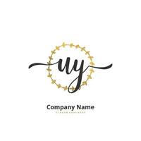 Uy-Anfangshandschrift und Signatur-Logo-Design mit Kreis. schönes design handgeschriebenes logo für mode, team, hochzeit, luxuslogo. vektor