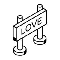 ein isometrisches Symbol für eine Liebesbrettlinie vektor