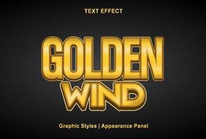 goldener windtexteffekt mit 3d-stil und editierbar vektor