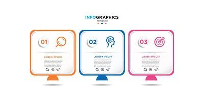 trendiger Business-Infografik-Design-Vorlagenvektor mit Symbolen und 3 Optionen oder Schritten. kann für Prozessdiagramm, Präsentationen, Workflow-Layout, Banner, Flussdiagramm, Infograph verwendet werden.eps10 Vektor