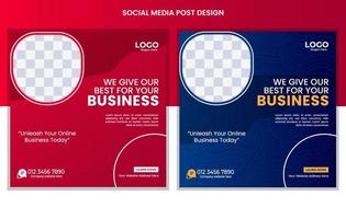 företags- social media inlägg design, företag webb banderoller Färg variation mall, uppsättning av redigerbar fyrkant posta mall vektor