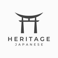 kreativ design av gammal japansk tori Port logo.japan arv, kultur och historia tori gate.logotyp för företag. vektor