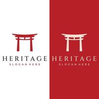 kreativ design av gammal japansk tori Port logo.japan arv, kultur och historia tori gate.logotyp för företag. vektor