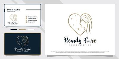 Beauty-Frauen-Logo-Design für Salon-Spa mit kreativem Element und Visitenkartenvorlage vektor