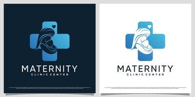 moderskap klinik logotyp design mall för mamma och bebis med kreativ element begrepp vektor