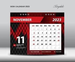 November 2023 Jahr - Tischkalender 2023 Vorlagenvektor, Woche beginnt Sonntag, Planerdesign, Briefpapierdesign, Flyerdesign, Wandkalender 2023 Jahrdesign, kreatives Ideendesign für Druckmedien vektor