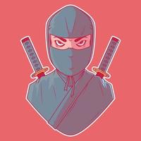 ninja karaktär vektor illustration. maskot, krigisk konst, gamer design begrepp.