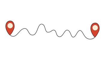 Weg zwischen zwei Punkten. Standorthinweise. GPS-Navigations- und Reisekonzept. Tracker planen. Vektor-Illustration von Hand zeichnen. vektor