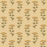 beige Vektor nahtloser Hintergrund mit gelben Wildblumen von Kupyr