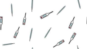 Nahtlose Mustertextur endloser, sich wiederholender medizinischer digitaler moderner elektronischer Quecksilberglasthermometer zur Messung der Körpertemperatur auf weißem Hintergrund. Vektor-Illustration vektor