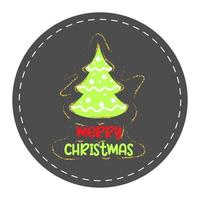 jul klistermärke, märka eller hälsning kort med en jul träd, vektor illustration