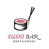 sushi logotyp mall design.skaldjur eller traditionell japansk kök med lax, utsökt food.logotyp för japansk restaurang, bar, sushi affär. vektor