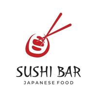 sushi logotyp mall design.skaldjur eller traditionell japansk kök med lax, utsökt food.logotyp för japansk restaurang, bar, sushi affär. vektor
