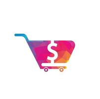 Dollar-Einkaufswagen-Vektorsymbol. Geldwagen einfaches solides Symbol. Fast-Shop-Logo-Template-Design. vektor