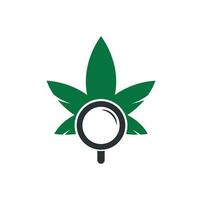 cannabis Sök logotyp design vektor mall. marijuana blad och lupp logotyp kombination. hampa och förstorande symbol eller ikon.