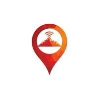 Wifi Berg GPS Form Konzept Logo Icon Design. Symbolvorlage für Bergsignale vektor