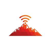 Wifi-Berg-Logo-Icon-Design. Symbolvorlage für Bergsignale. vektor