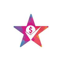 Geld überprüfen Sternform Konzept Logo-Design. Bargeld-Symbol-Design. Logo-Vorlage für gute Zahlung vektor