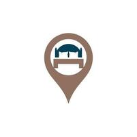 Bett GPS-Form-Vektor-Logo-Design. Bett Shop-Symbol-Logo-Design vektor