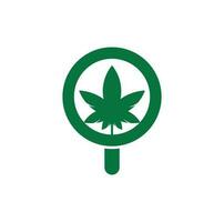 cannabis Sök logotyp design vektor mall. marijuana blad och lupp logotyp kombination. hampa och förstorande symbol eller ikon.