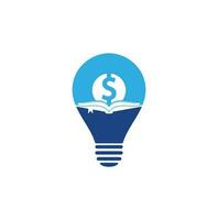 Geld Buch Glühbirne Form Symbol Logo Gestaltungselement. Doller und Buchsymbol mit Logo vektor