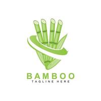 bambuslogodesign, grüner baumvektor, pandanahrung, produktmarkenschablonenillustration vektor