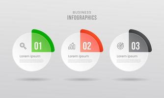 infographic design med ikoner och 3 alternativ eller steg. vektor lutning design med transparent stil mall