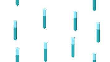 Nahtlose Muster Textur von endlosen, sich wiederholenden langen blauen medizinischen chemischen Glas wissenschaftlichen Reagenzgläsern von Kolbendosen auf weißem Hintergrund. Vektor-Illustration vektor