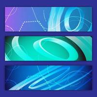 en uppsättning av tre abstrakt flerfärgad bakgrunder av abstrakt ljus energisk modern digital texturer av de framtida magisk mode blå rader av skön böjd affischer. vektor illustration