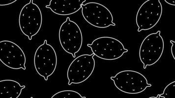 citroner på en svart bakgrund, vektor illustration, mönster. aptitlig och saftig frukter. sur citron. tapet för Kafé och restaurang. vegan mat, friska mat