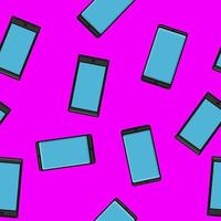 textur sömlös mönster av modern gadgetar digital mobil telefoner smartphones ny i platt stil enheter isolerat på lila bakgrund. vektor illustration