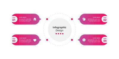 vier Schritte abstrakte Business-Infografik-Vorlage vektor