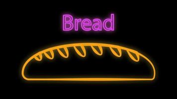 Laib auf schwarzem Hintergrund, Muster. Vektor-Illustration. neonbrot, knalliges neongelb mit lila. helle leuchtreklame für bäckereidekoration vektor